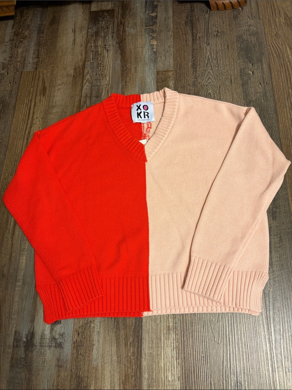 XO Kerri Rosenthal Two-Tone V neck Sweater 
Size XS